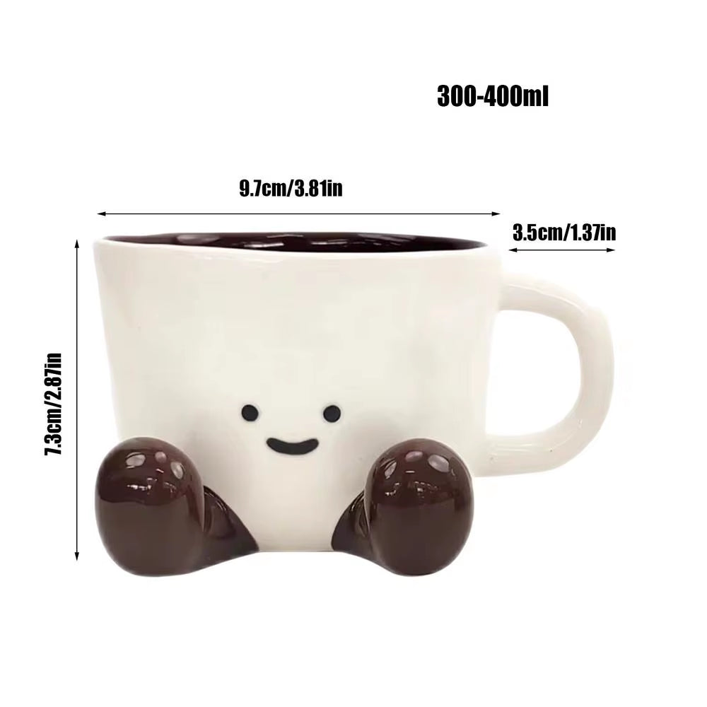 Adorable Ceramic Coffee Mug Feet Cup Beverage Container Funny Latte Milk Mug Cute Smiling Face Ceramic Cup Foot-Shaped Mug