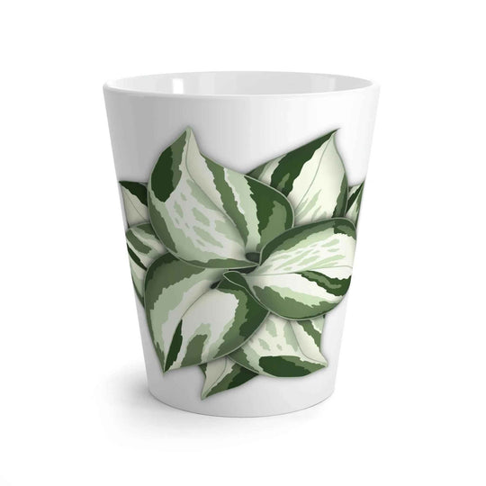 Manjula Pothos Mug 12 Oz Ceramic Coffee Cup With Heart Shaped Leaves White Glossy Finish