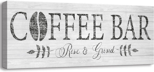 Elevate Your Coffee Experience with the Rise & Grind Rustic Canvas Art - Perfect for Your Kitchen or Bar Station