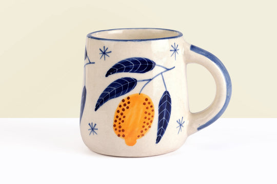 Lemon Coffee Mug- Yellow , 3.5 X 3 Inches (set of 2)