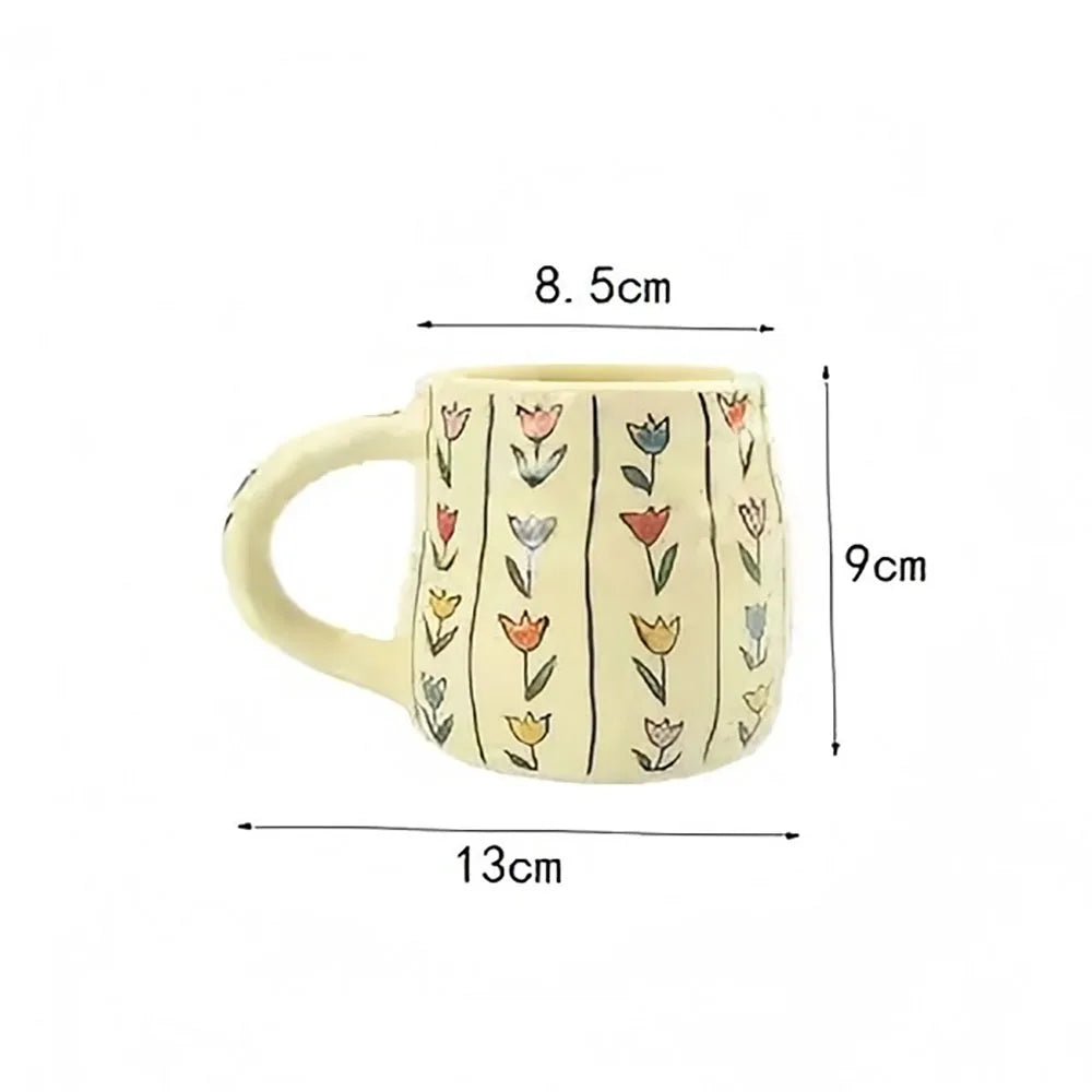 Handmade Botanical Design Ceramic Mug