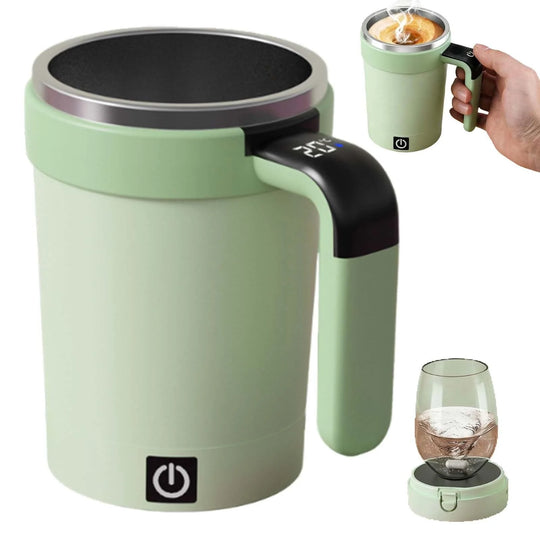 Automatic Stirring Coffee Mug with Temperature Display, 2026 Upgraded Self Stirring Coffee Cup, USB Rechargeable, Portable Travel Mug for Coffee, Tea, Hot Chocolate, Milk, 7.4*3.36In