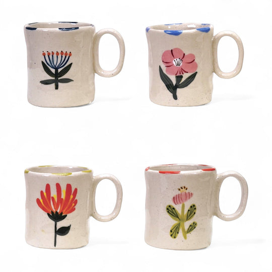 Hand-Painted Ceramic Petite Floral Mug | 4 Styles