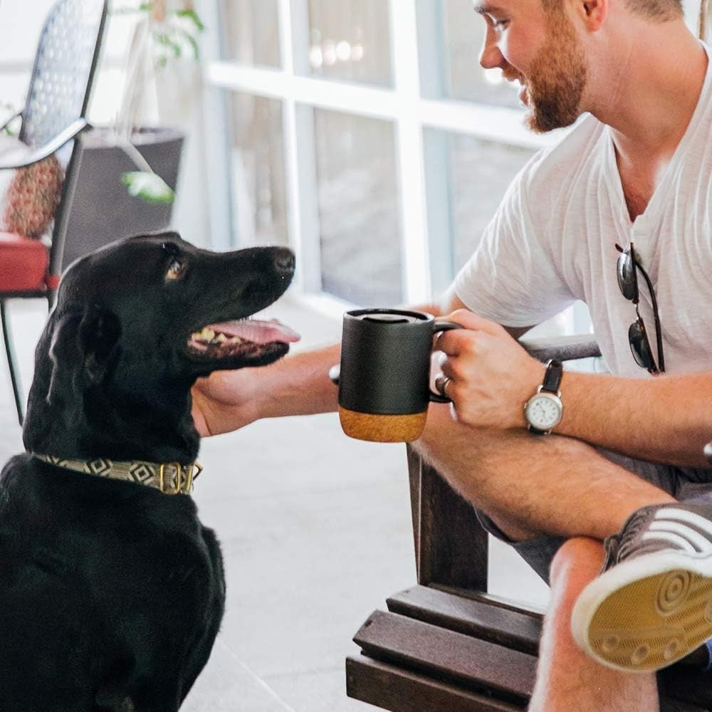 Stylish 15 Oz Ceramic Coffee Mug Set of 2 with Cork Bottom – Perfect for Home or Office!