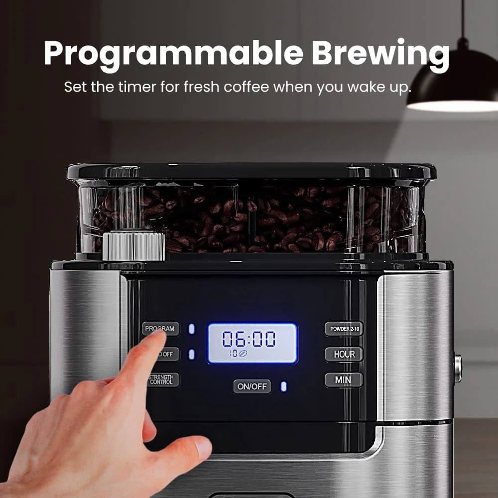 Programmable 10-Cup Grind & Brew Coffee Maker Machine with Built-In Grinder DCMB0