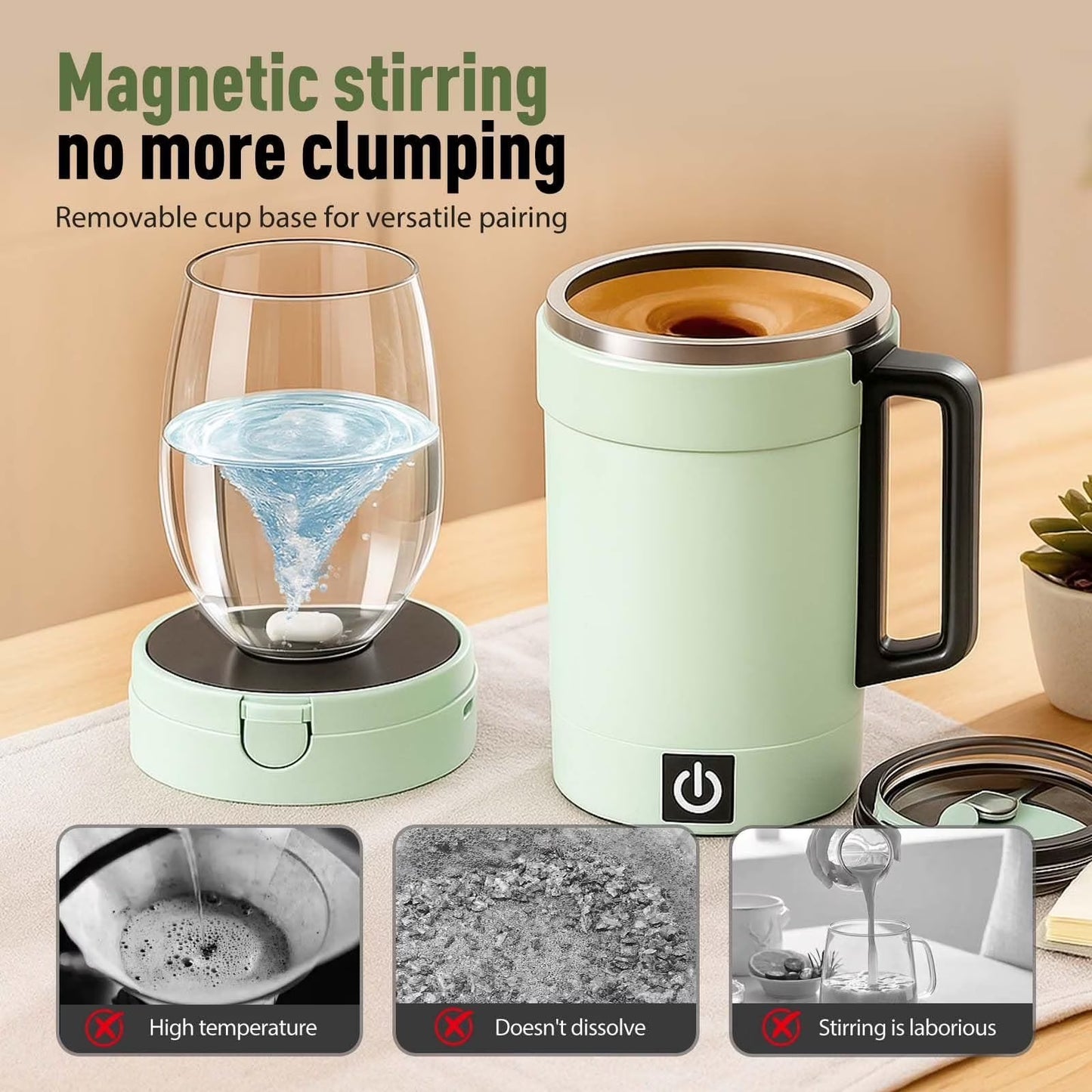 Automatic Stirring Coffee Mug with Temperature Display, 2026 Upgraded Self Stirring Coffee Cup, USB Rechargeable, Portable Travel Mug for Coffee, Tea, Hot Chocolate, Milk, 7.4*3.36In