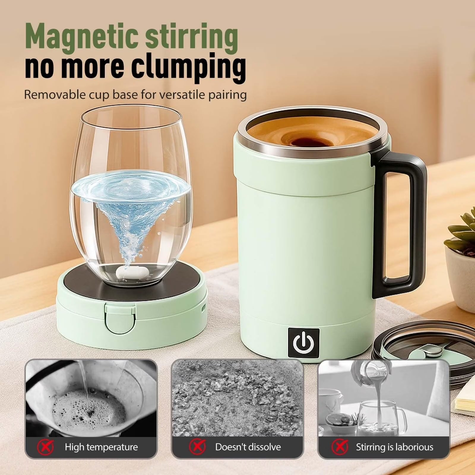 Automatic Stirring Coffee Mug with Temperature Display, 2026 Upgraded Self Stirring Coffee Cup, USB Rechargeable, Portable Travel Mug for Coffee, Tea, Hot Chocolate, Milk, 7.4*3.36In