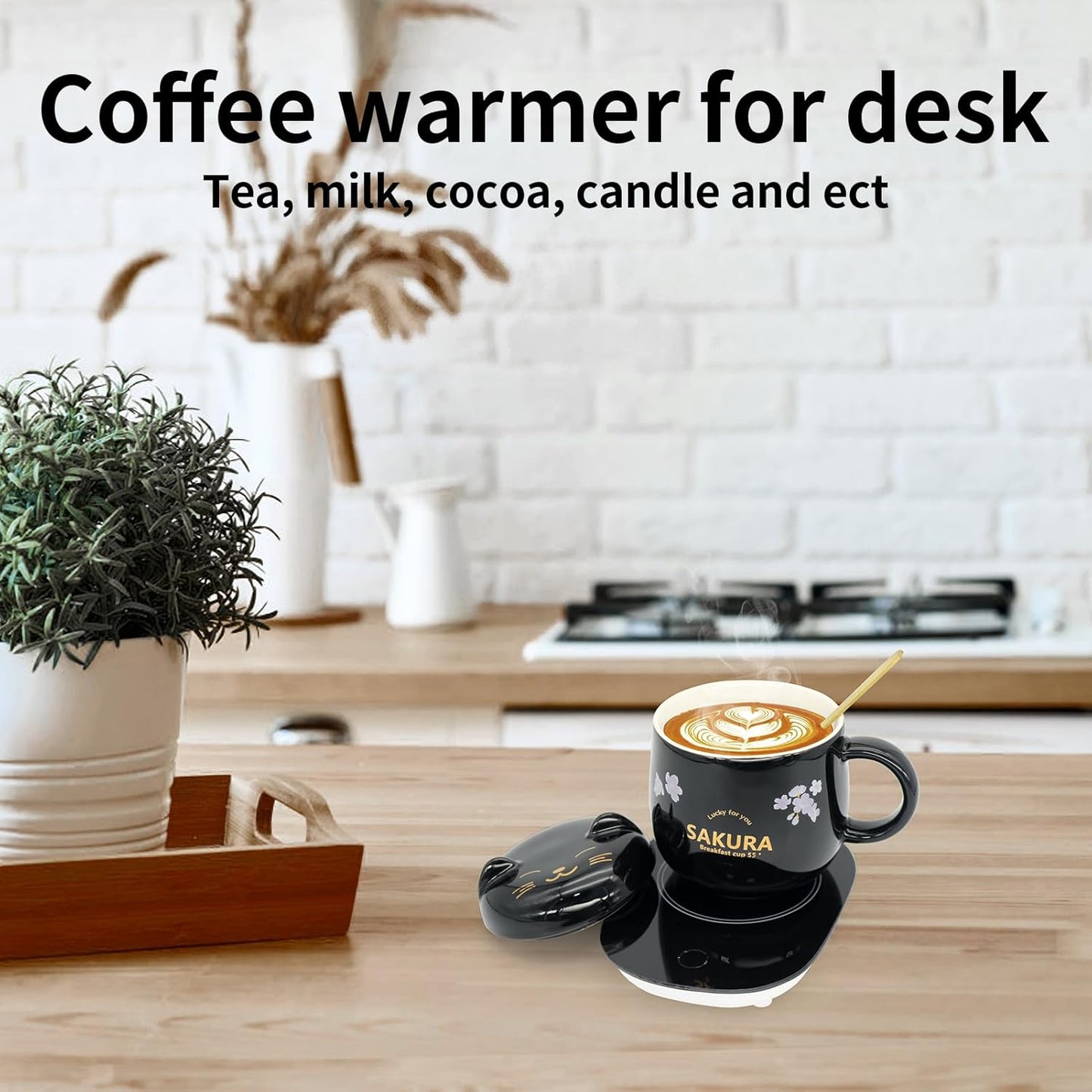 Coffee Mug with Warmer - Cute Mug Warmer Cup Warmer Beverage Coffee Warmer for Desk Coffee Warmer with Mug Set with Auto Shut off Smart Coffee Warmer Is the Gift with a Birthday Gift Box Black