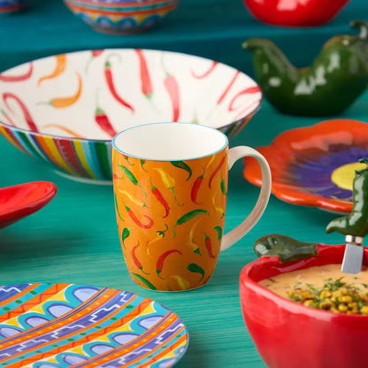 13 Fl. Oz. Multi-Colored Caliente Porcelain Mug (Set of 6)