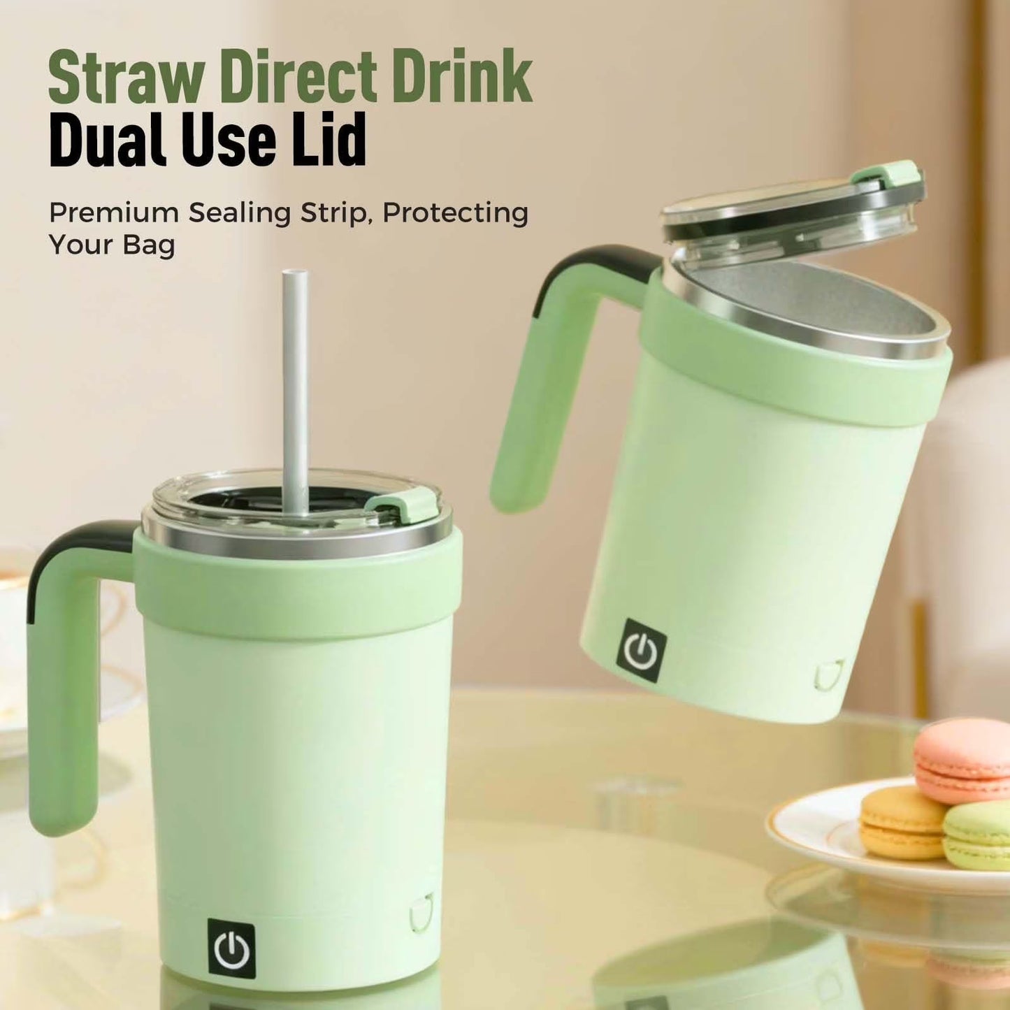 Automatic Stirring Coffee Mug with Temperature Display, 2026 Upgraded Self Stirring Coffee Cup, USB Rechargeable, Portable Travel Mug for Coffee, Tea, Hot Chocolate, Milk, 7.4*3.36In