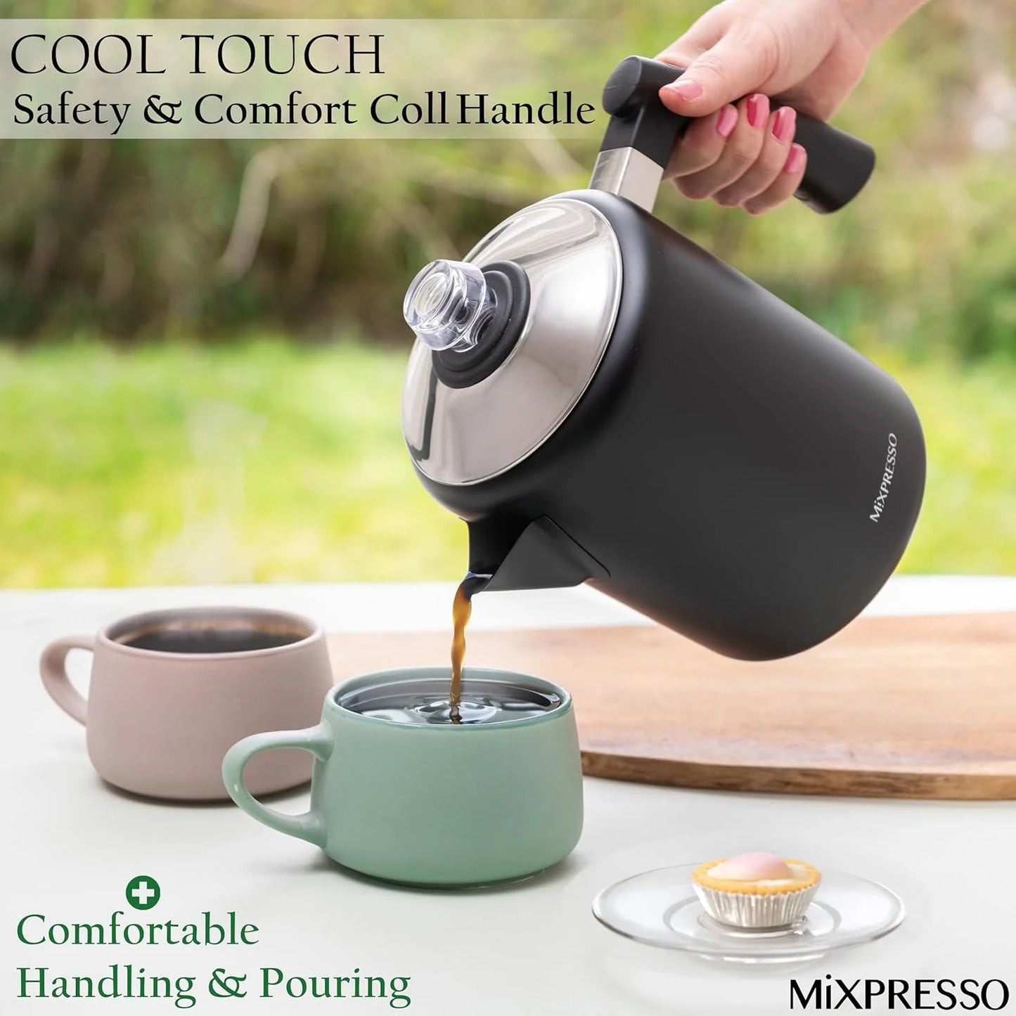 Black Stainless Steel Coffee Percolator Stovetop, Percolator Coffee Pot.