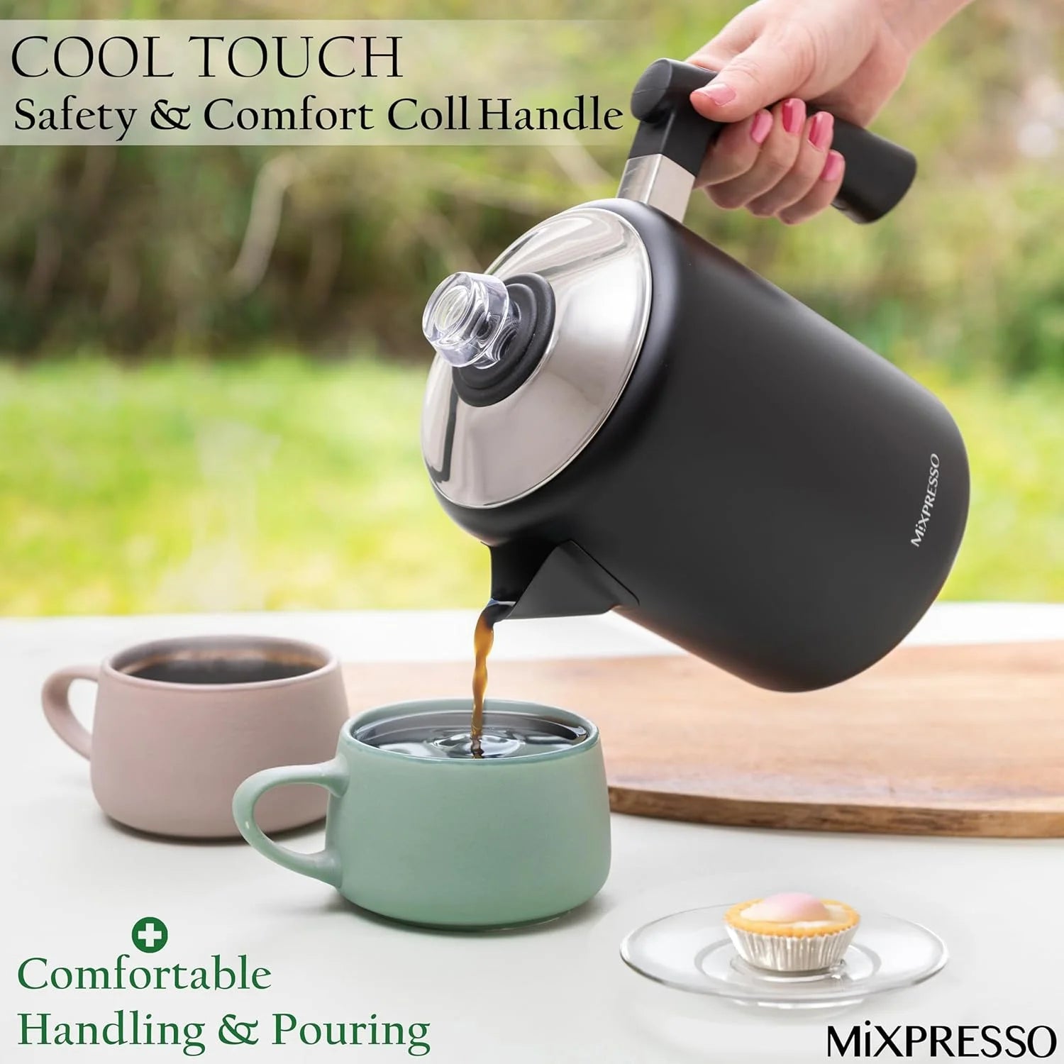 Black Stainless Steel Coffee Percolator Stovetop, Percolator Coffee Pot.