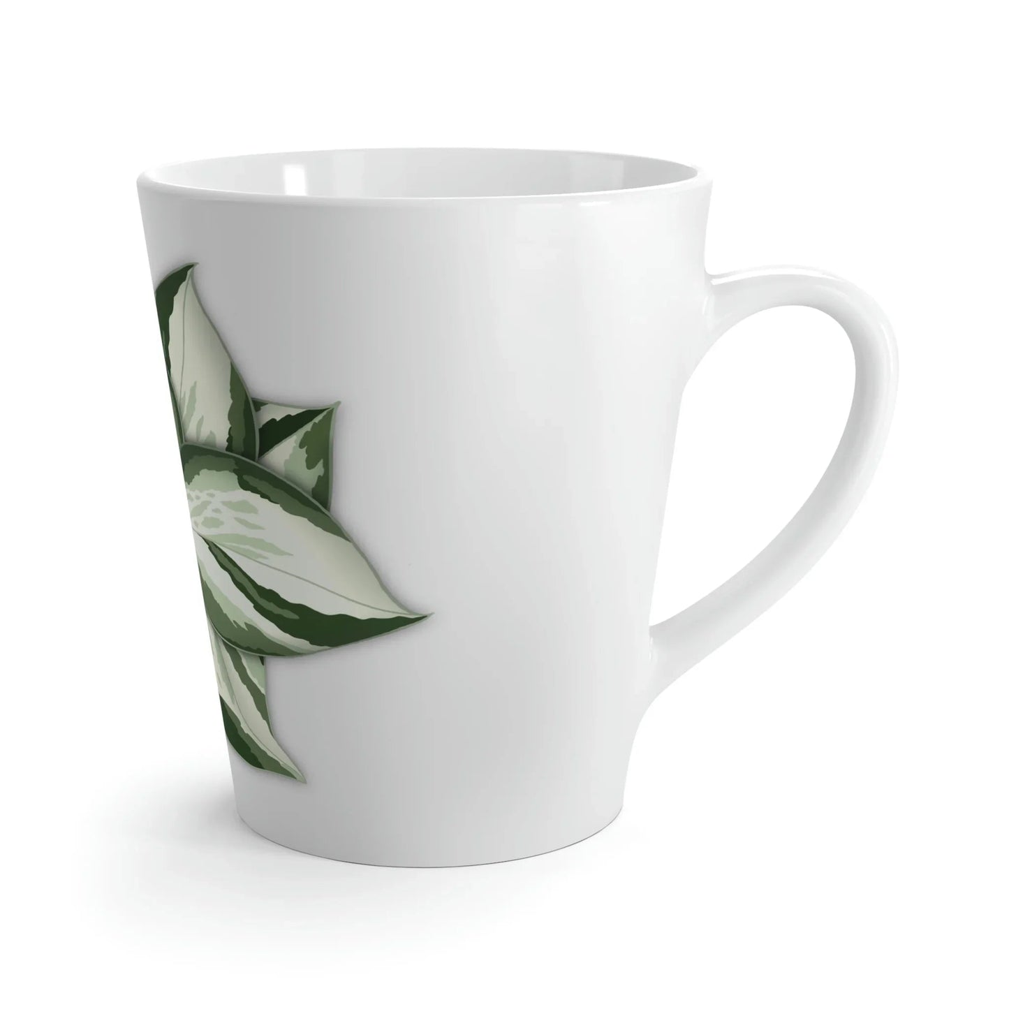 Manjula Pothos Mug 12 Oz Ceramic Coffee Cup With Heart Shaped Leaves White Glossy Finish