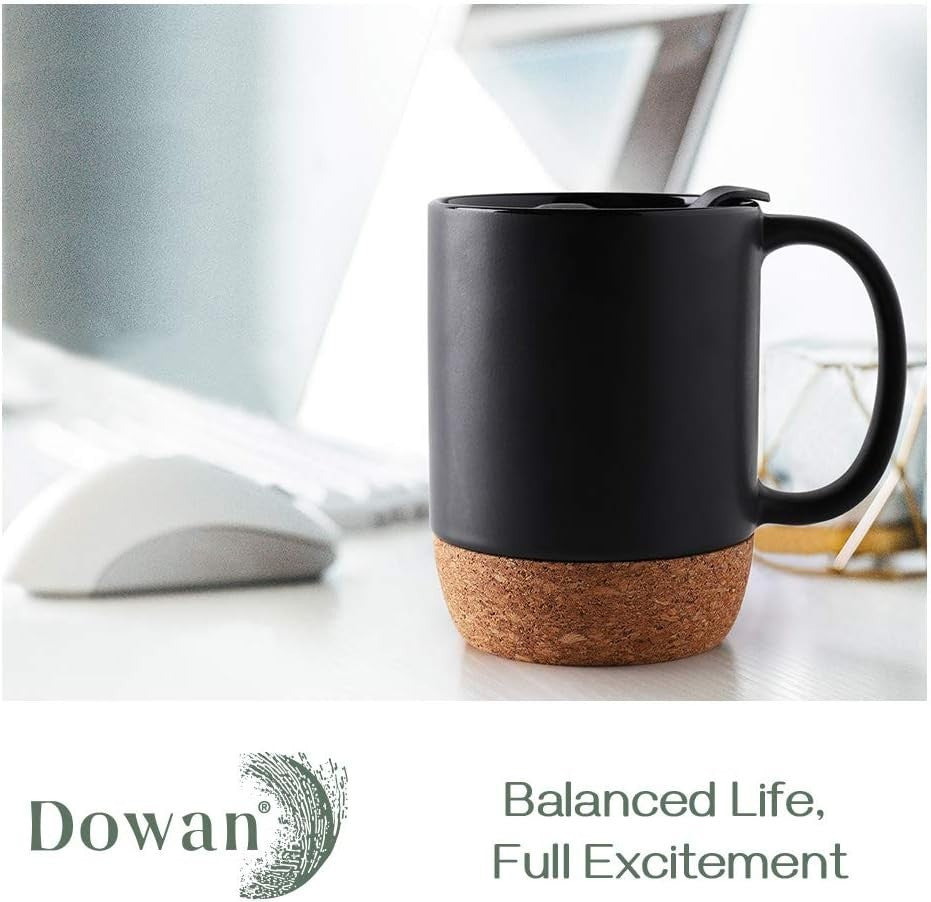 Stylish 15 Oz Ceramic Coffee Mug Set of 2 with Cork Bottom – Perfect for Home or Office!