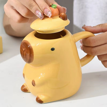 Christmas Mug Ceramic Coffee Mug Tea Mug Novelty Capybara Mug Christmas Gift Cute Milk Coffee Cup Funny Tea Cup with Lid