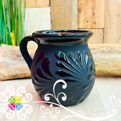 Set of Black Espiga Clay Mugs - Set Taza Barro