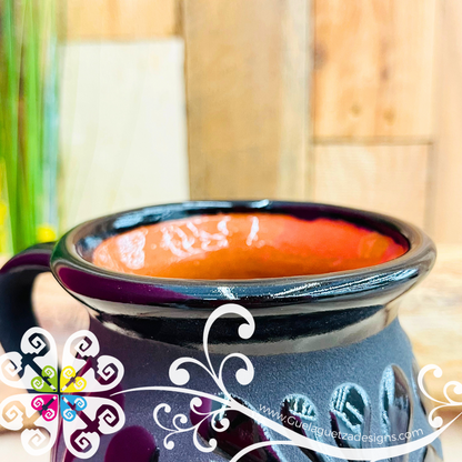 Set of Black Espiga Clay Mugs - Set Taza Barro