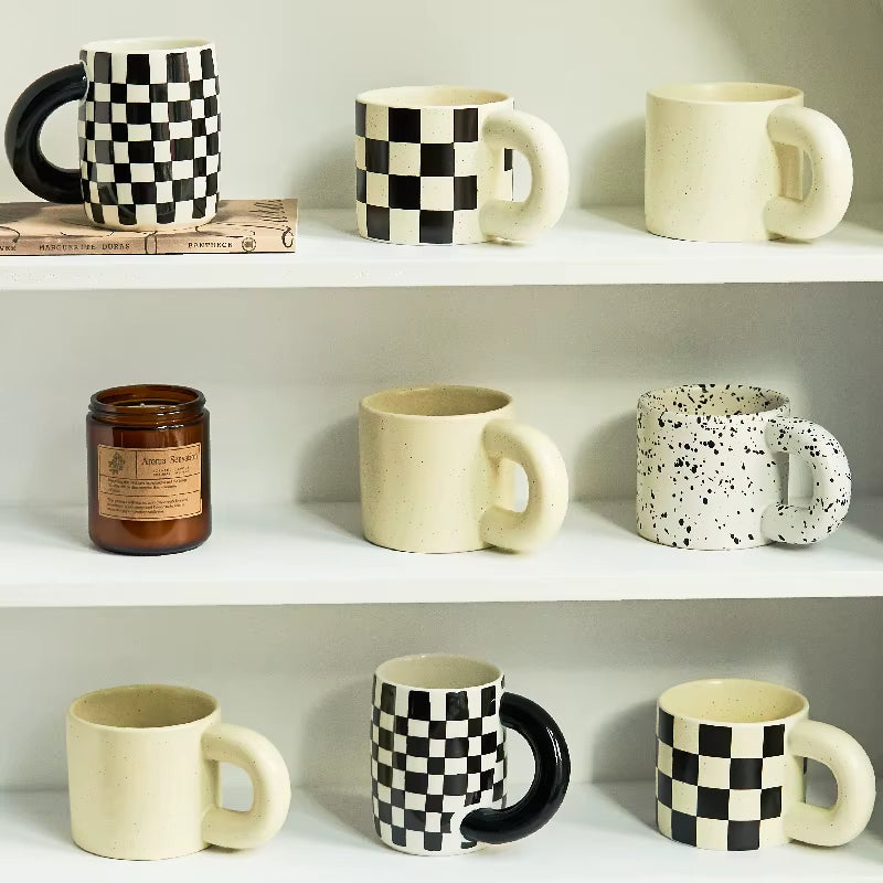 Korean Style Fatty Mug Design Splash Ink Ceramic Cup Spot Mugs Simple Coffee Mug Couple Cups Coffee Mugs Tea Drinkware