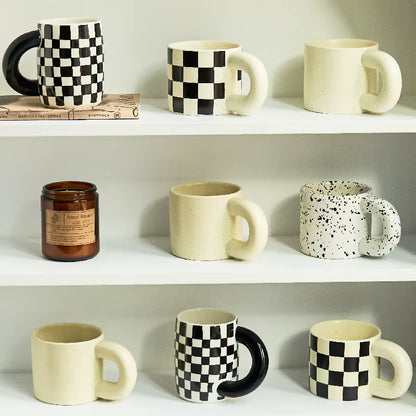 Korean Style Fatty Mug Design Splash Ink Ceramic Cup Spot Mugs Simple Coffee Mug Couple Cups Coffee Mugs Tea Drinkware