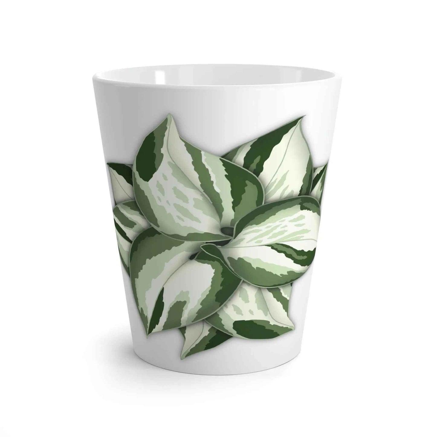 Manjula Pothos Mug 12 Oz Ceramic Coffee Cup With Heart Shaped Leaves White Glossy Finish
