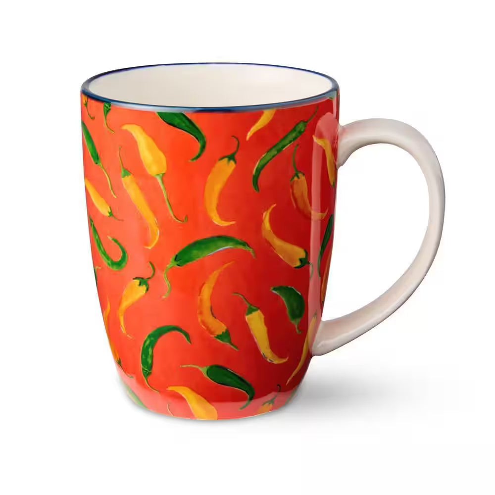 13 Fl. Oz. Multi-Colored Caliente Porcelain Mug (Set of 6)
