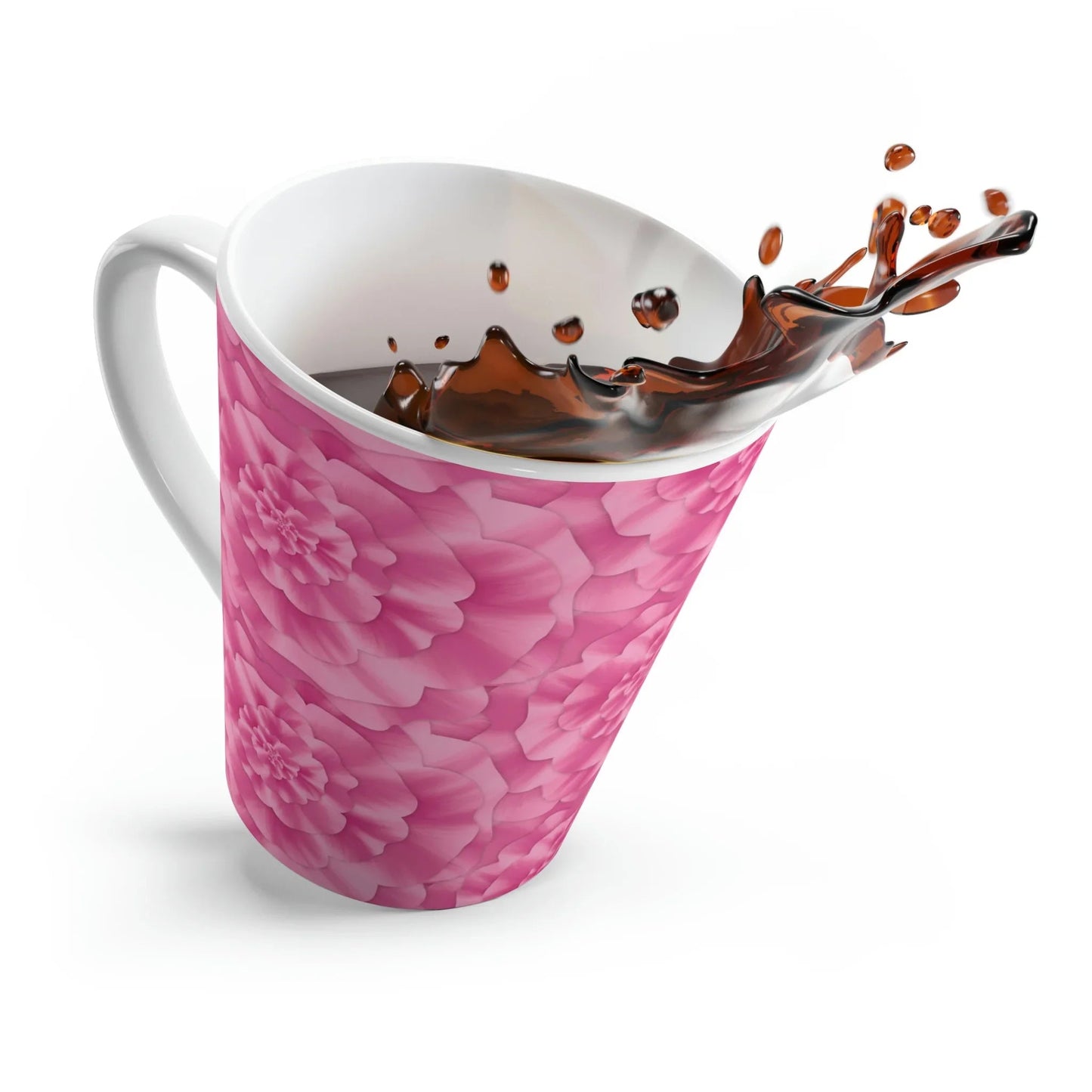 Peony Flower White Ceramic Mug 12 Oz With Glossy Finish And Easy Grip Handle For Coffee Or Tea