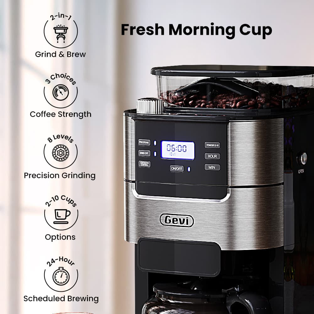 Programmable 10-Cup Grind & Brew Coffee Maker Machine with Built-In Grinder DCMB0