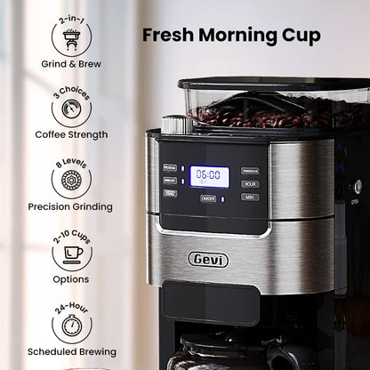 Programmable 10-Cup Grind & Brew Coffee Maker Machine with Built-In Grinder DCMB0