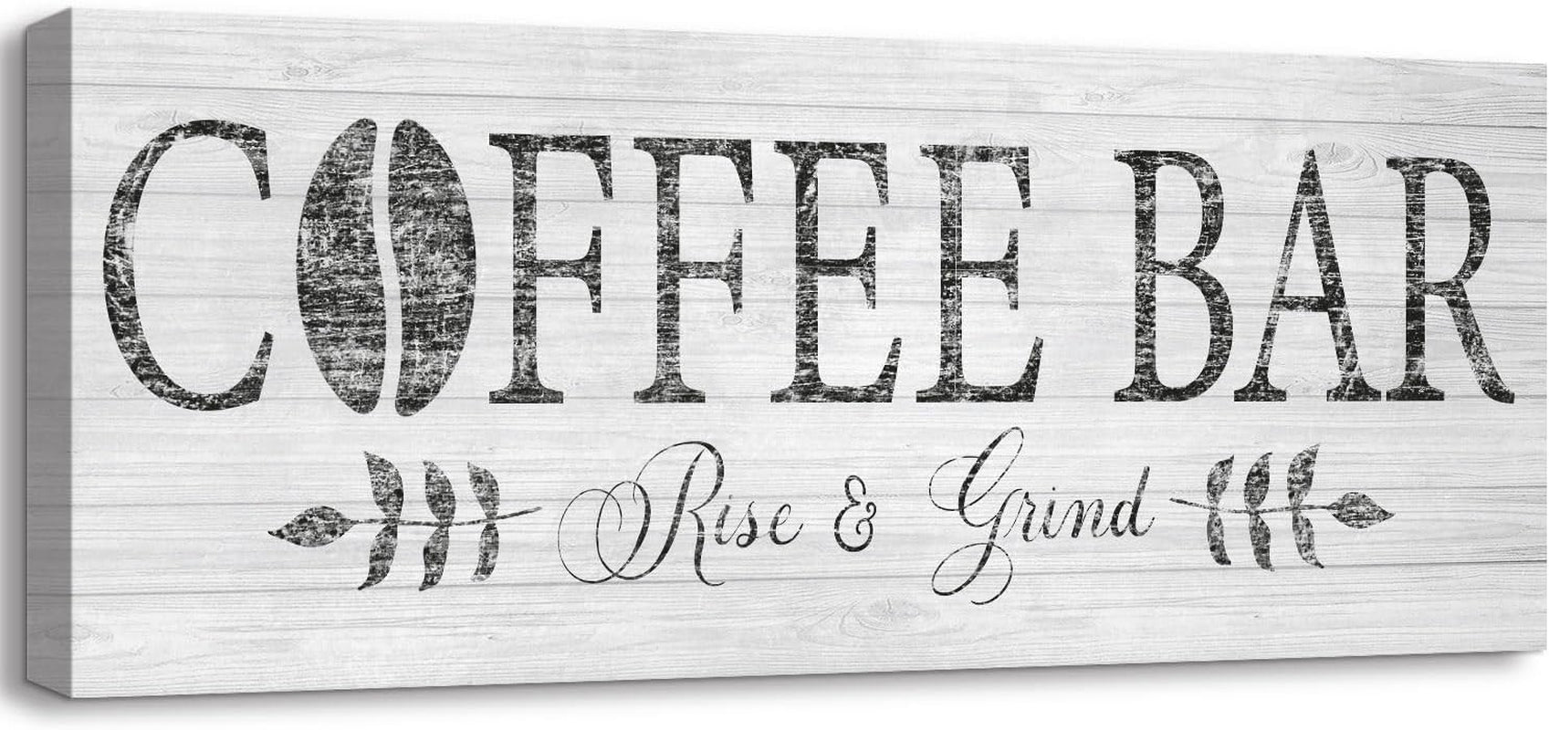 Elevate Your Coffee Experience with the Rise & Grind Rustic Canvas Art - Perfect for Your Kitchen or Bar Station