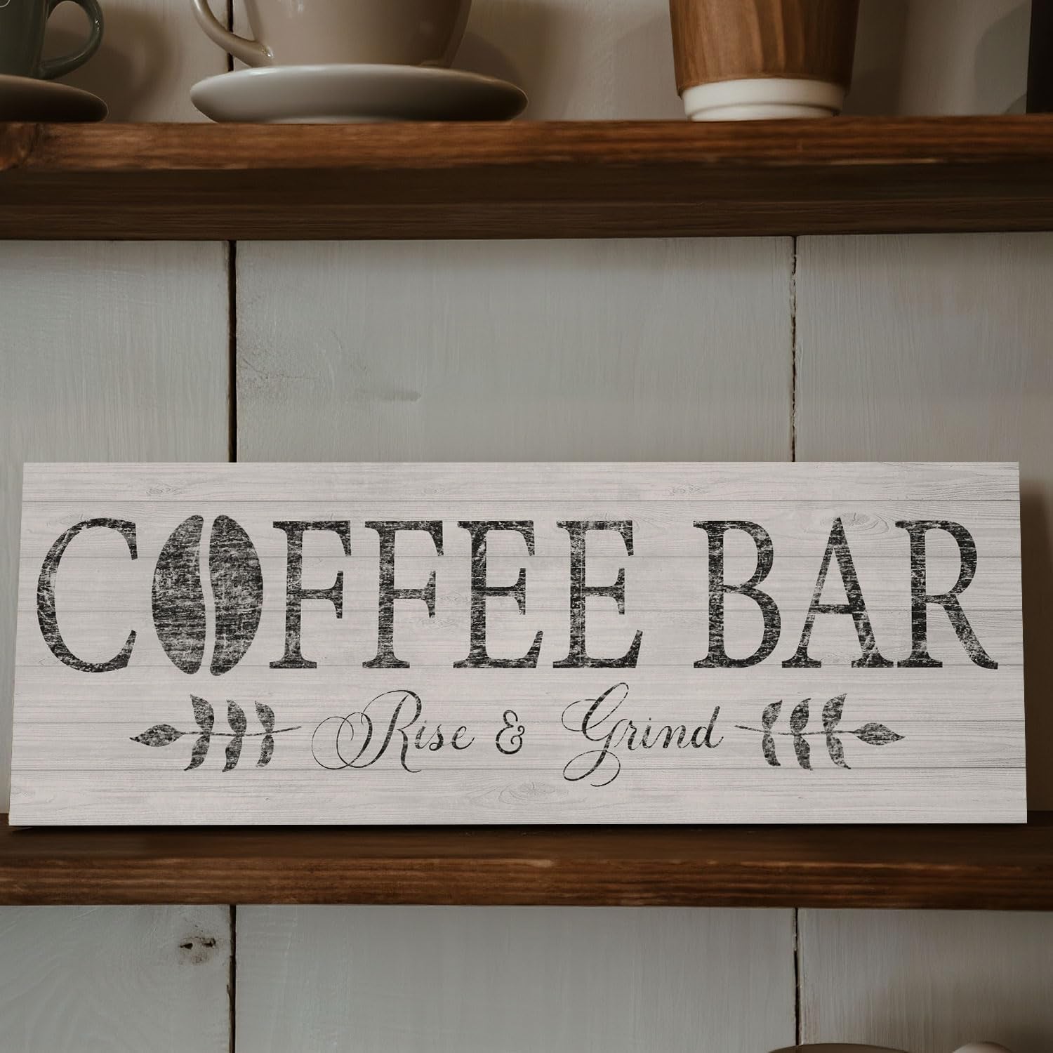 Elevate Your Coffee Experience with the Rise & Grind Rustic Canvas Art - Perfect for Your Kitchen or Bar Station