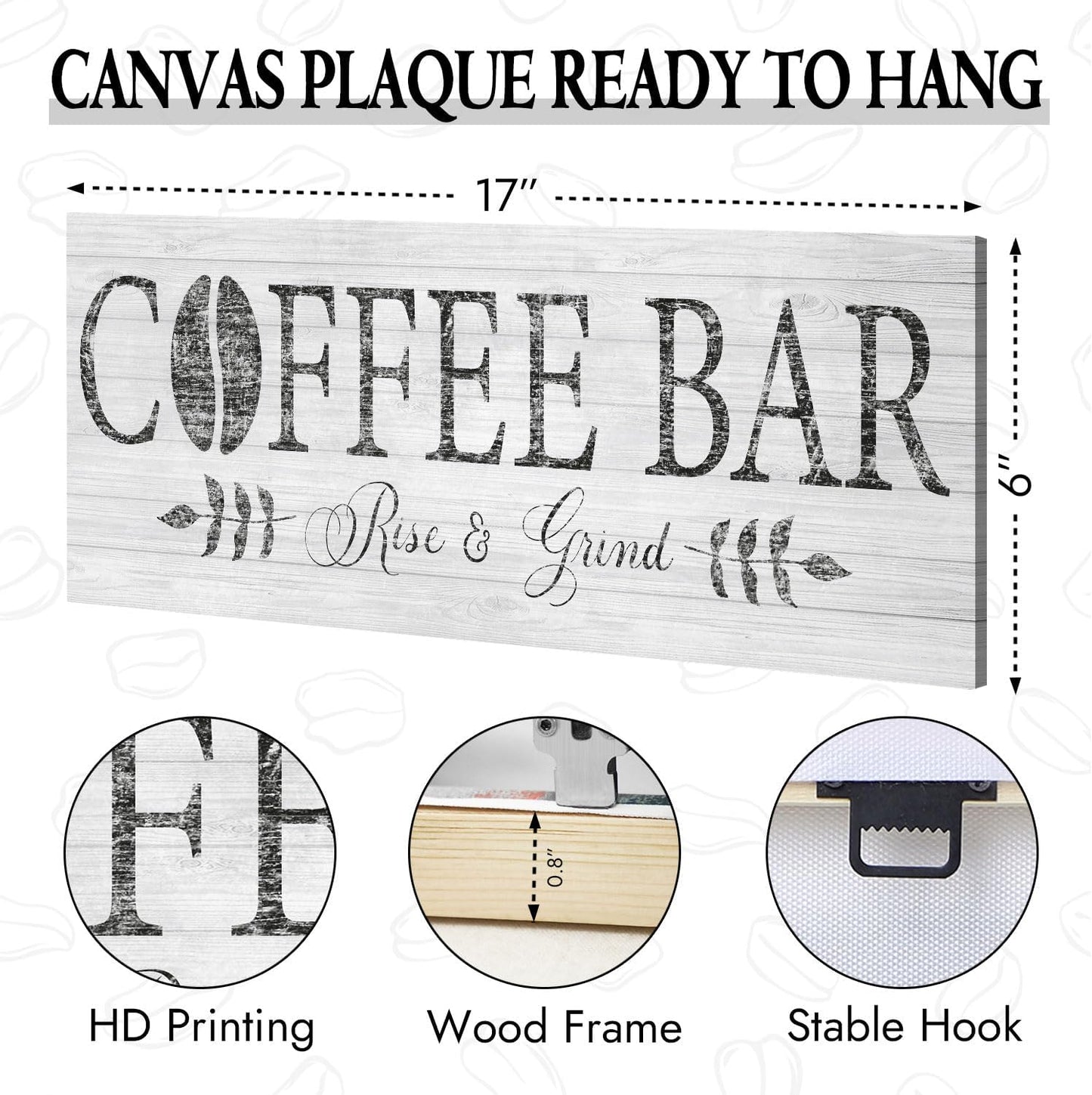 Elevate Your Coffee Experience with the Rise & Grind Rustic Canvas Art - Perfect for Your Kitchen or Bar Station