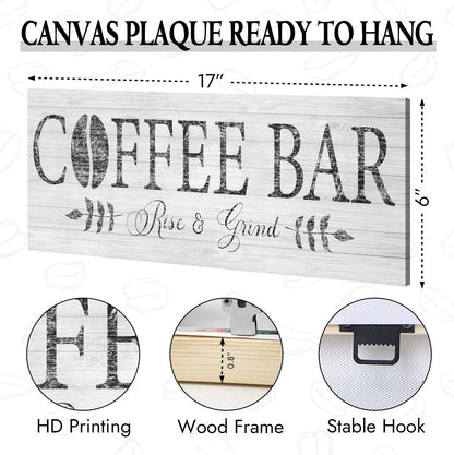 Elevate Your Coffee Experience with the Rise & Grind Rustic Canvas Art - Perfect for Your Kitchen or Bar Station
