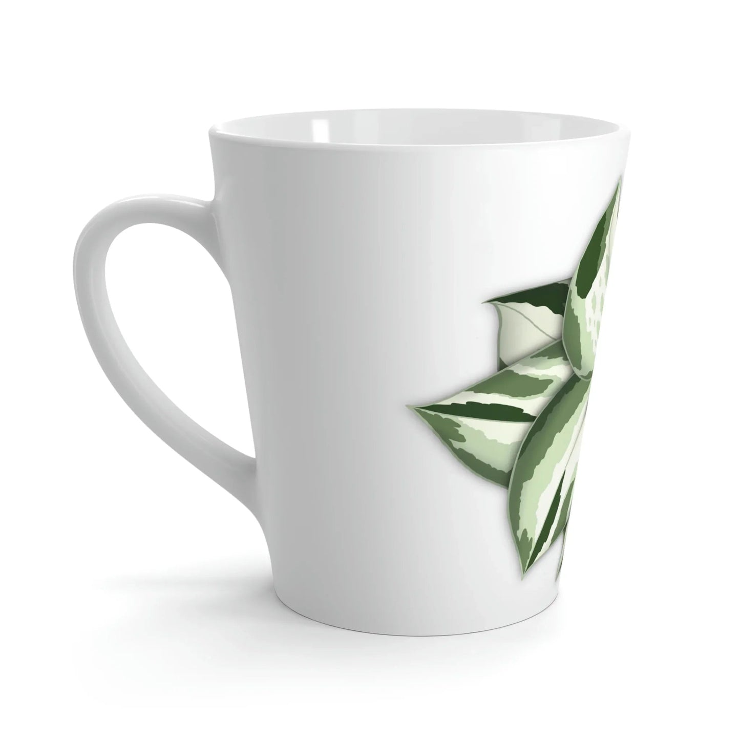 Manjula Pothos Mug 12 Oz Ceramic Coffee Cup With Heart Shaped Leaves White Glossy Finish
