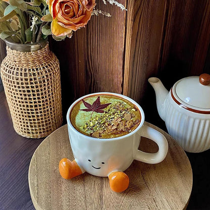 Adorable Ceramic Coffee Mug Feet Cup Beverage Container Funny Latte Milk Mug Cute Smiling Face Ceramic Cup Foot-Shaped Mug