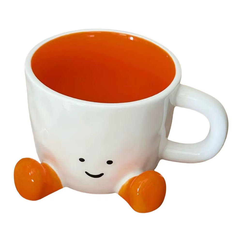 Adorable Ceramic Coffee Mug Feet Cup Beverage Container Funny Latte Milk Mug Cute Smiling Face Ceramic Cup Foot-Shaped Mug