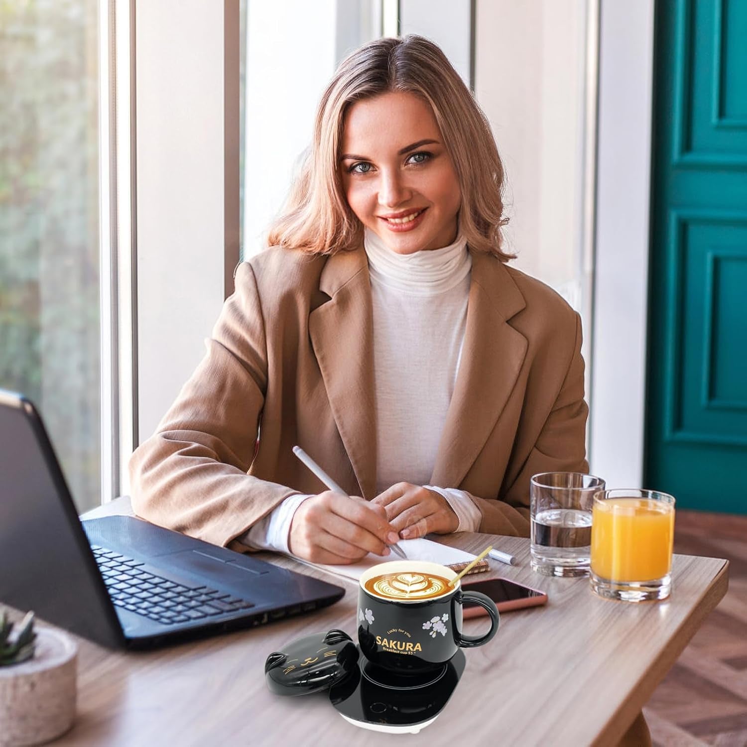Coffee Mug with Warmer - Cute Mug Warmer Cup Warmer Beverage Coffee Warmer for Desk Coffee Warmer with Mug Set with Auto Shut off Smart Coffee Warmer Is the Gift with a Birthday Gift Box Black