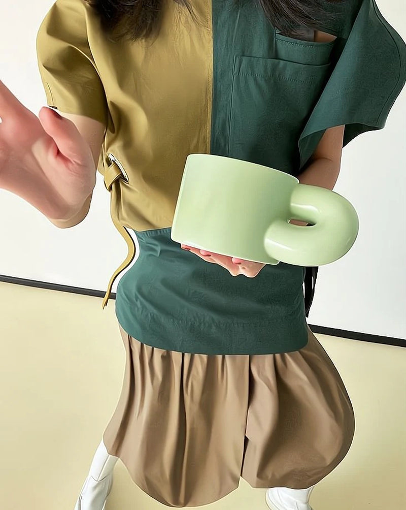 Handmade XXXL Ceramic Chubby Mug - Unique Cute Large Mug for Coffee & Tea
