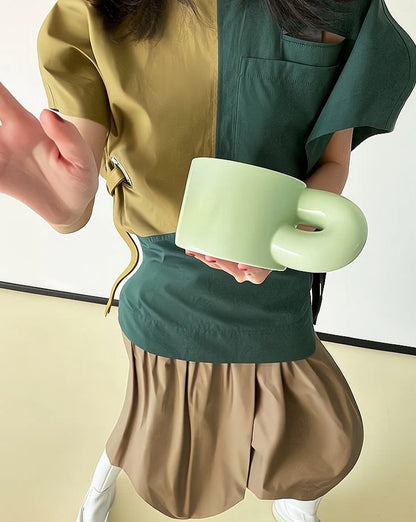Handmade XXXL Ceramic Chubby Mug - Unique Cute Large Mug for Coffee & Tea