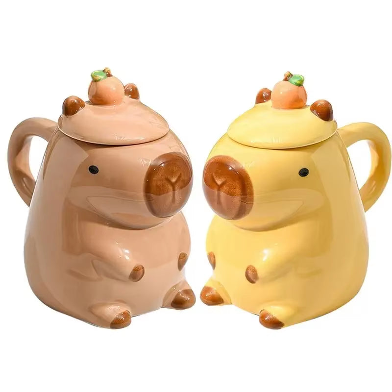 Christmas Mug Ceramic Coffee Mug Tea Mug Novelty Capybara Mug Christmas Gift Cute Milk Coffee Cup Funny Tea Cup with Lid
