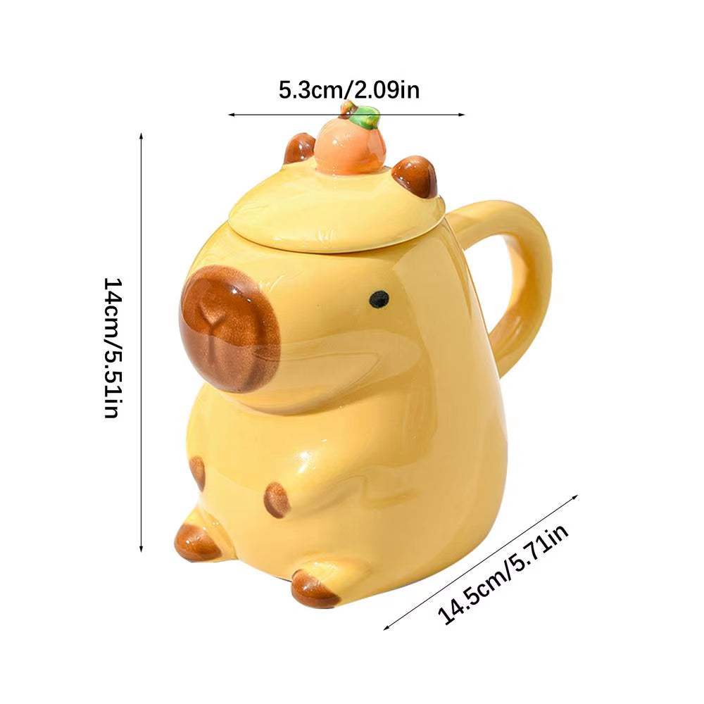 Christmas Mug Ceramic Coffee Mug Tea Mug Novelty Capybara Mug Christmas Gift Cute Milk Coffee Cup Funny Tea Cup with Lid