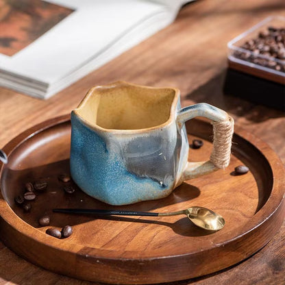 Stoneware Coffee Mugs 250Ml Ceramic Mug Irregular Shape Coffee Cups Aesthetic Mug Safe Water Cup Handmade Pottery for Home Party