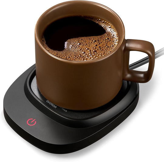 Premium Mug Warmer for Coffee and Tea - Smart Desktop Cup Warmer with Auto Shut Off, 3 Temperature Settings & Included Mug - Perfect for Home & Office Use (Black)