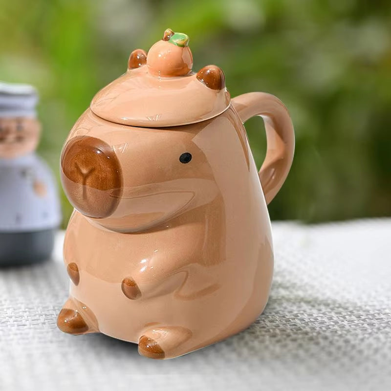 Christmas Mug Ceramic Coffee Mug Tea Mug Novelty Capybara Mug Christmas Gift Cute Milk Coffee Cup Funny Tea Cup with Lid