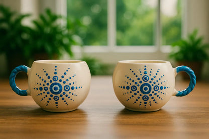 Set of 2 Handmade Ceramic Mugs for Coffee and Espresso