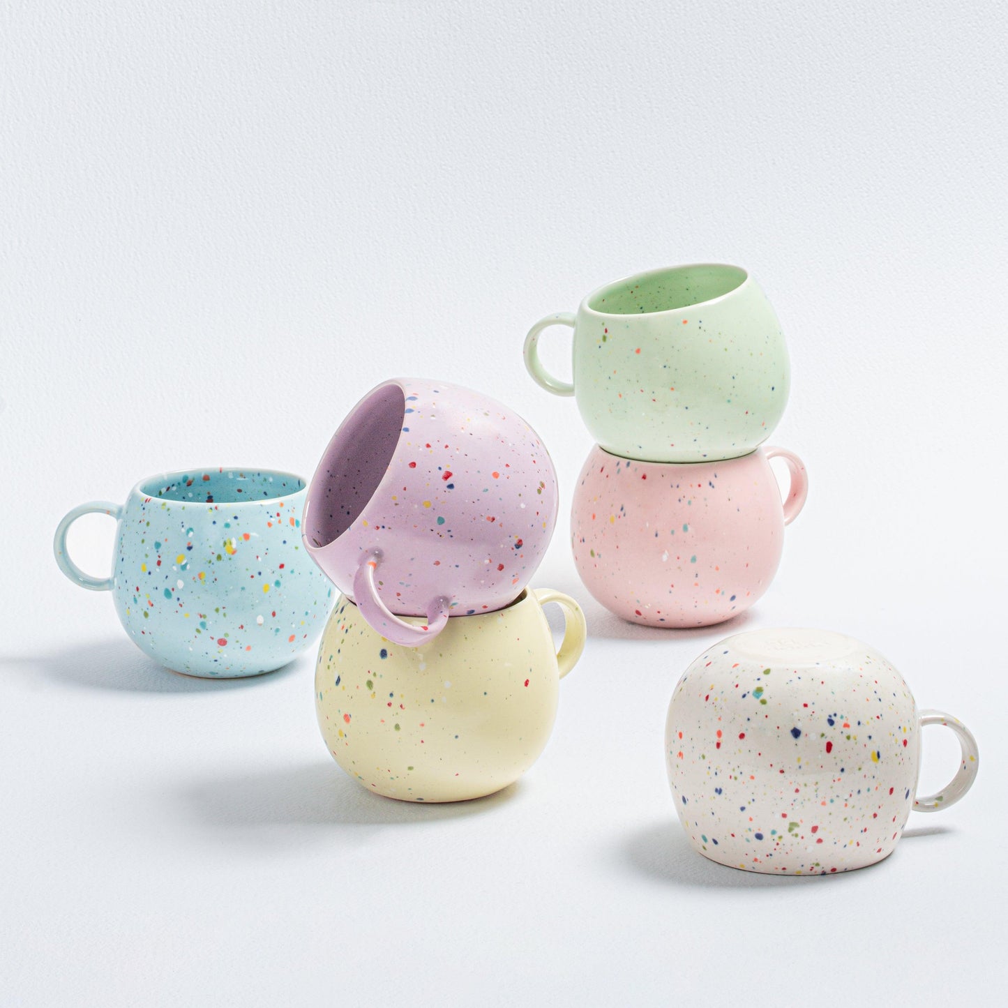 Set of 6 Mix Color Large Ball Mugs 17oz / 500ml stoneware ceramic — Party Collection