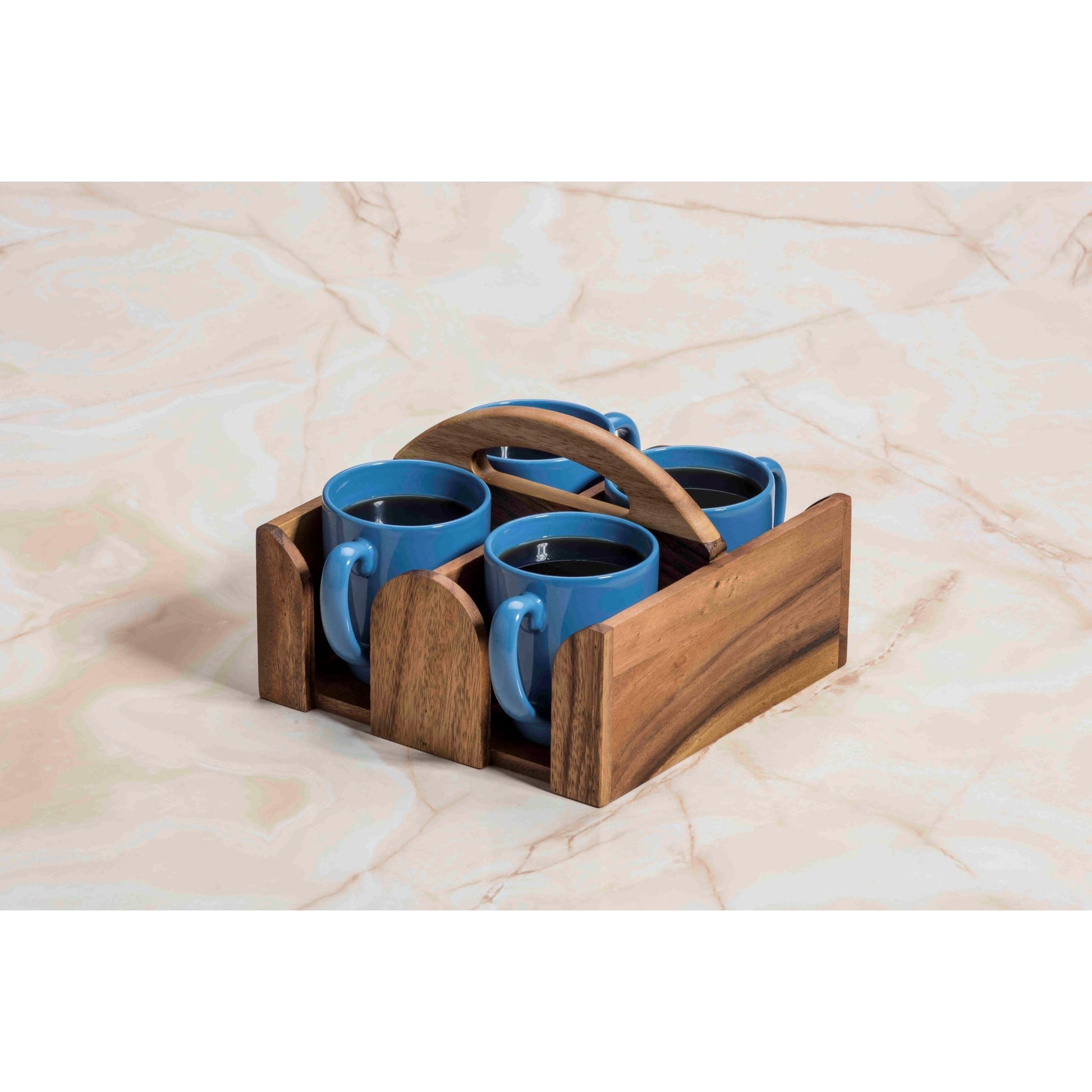 Elegant Acacia Wood Coffee Mug Caddy - Perfect for Organizing Your Favorite Mugs