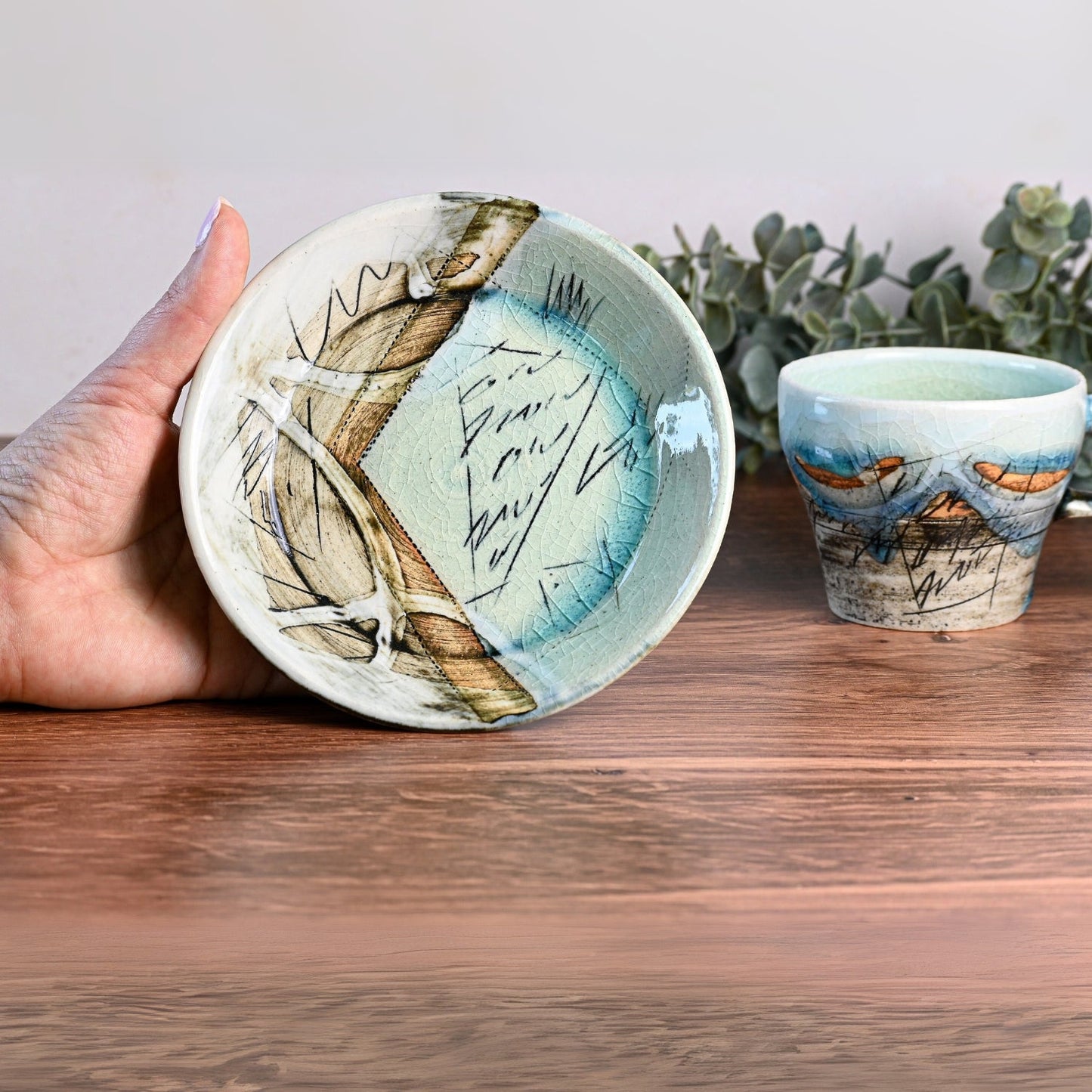 Blue Ceramic Tea Cup with Saucer - Traditional Japanese Tea Cup - Premium Quality Ceramic Mugs