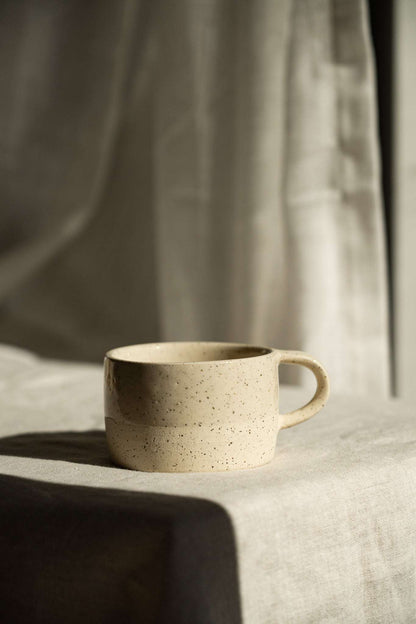 Handmade Stoneware Mug — White Sand Speckled