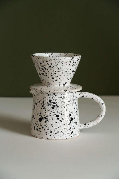 Ceramic Pour Over Coffee Set - Handmade Stoneware Dripper & Pitcher Set