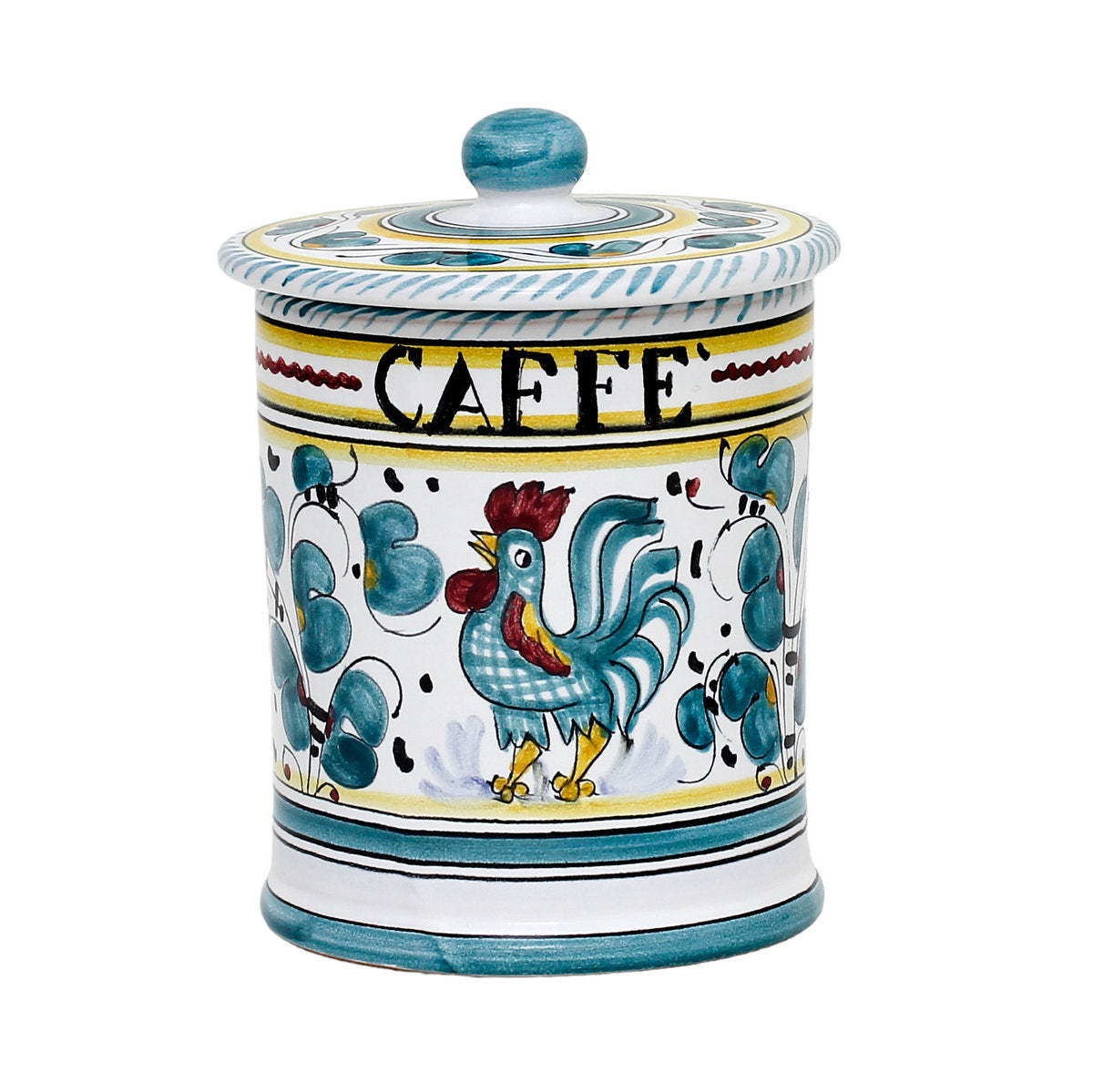 ORVIETO GREEN ROOSTER: Caffe' (Coffee) Container Canister